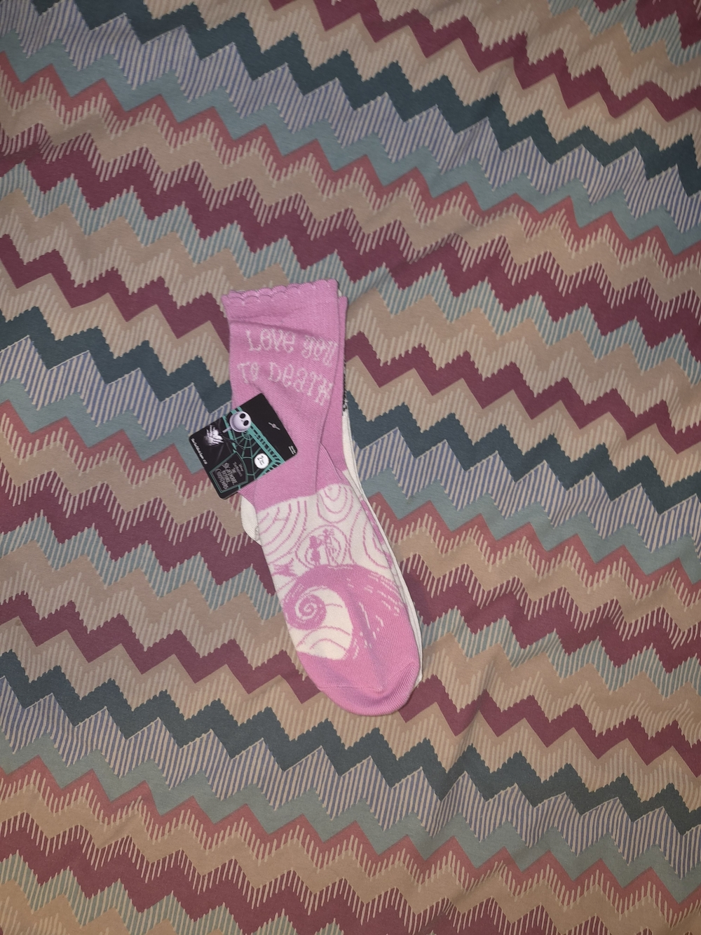 Disney The Nightmare Before Christmas Pink "Love You to Death" Socks
